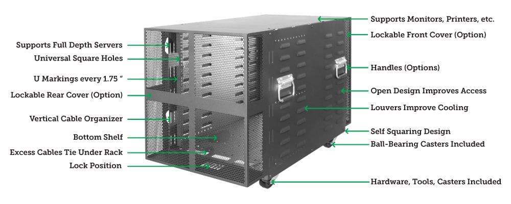 RACK-117 12U Portable Server Rack (desktop image)
